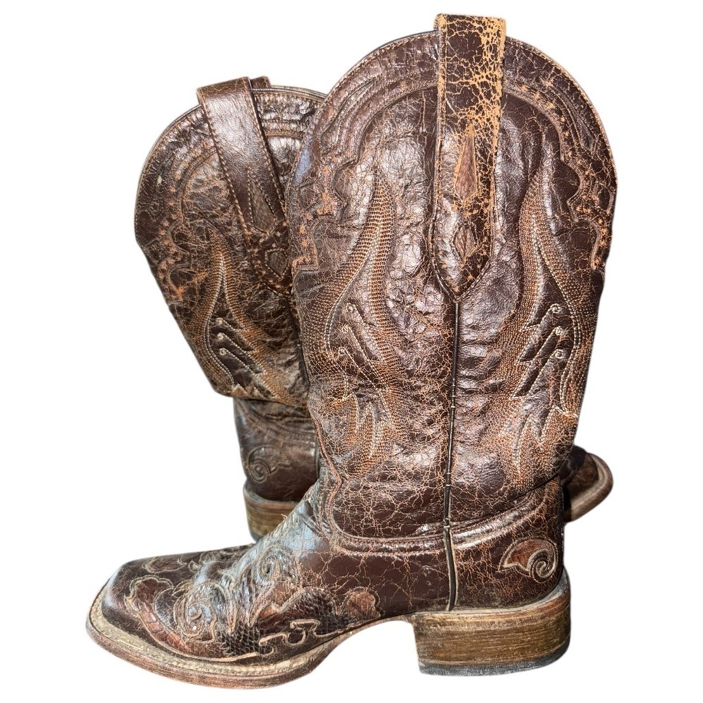 Corral Python Inlay Square Toe Western Boots Size… - image 3